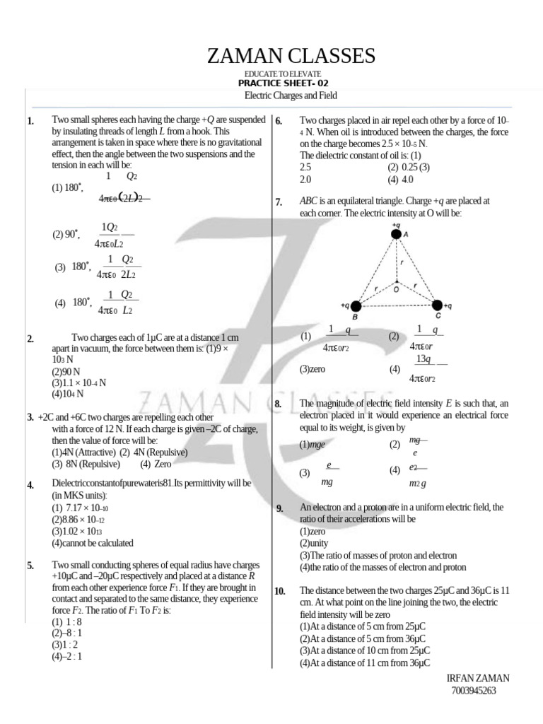 Electric Charges and Fields | PDF | Dipole | Electric Field