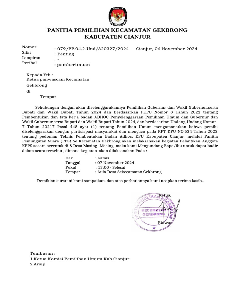 Undangan Panwascam | PDF