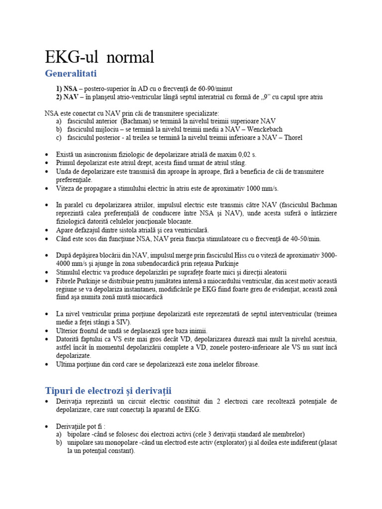 EKG-ul Normal: Generalitati | PDF