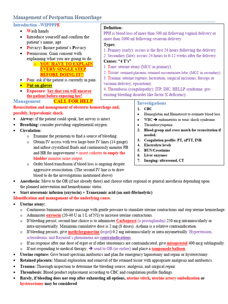 Management of Postpartum Hemorrhage | PDF | Childbirth | Bleeding