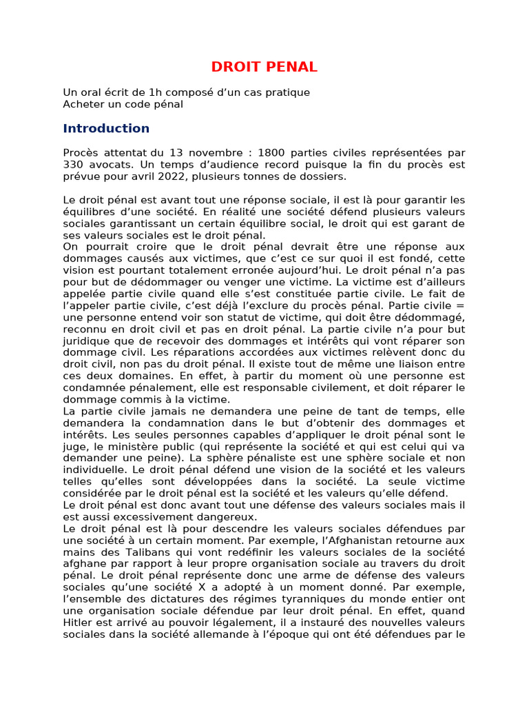 Comprendre le Droit Pénal et ses Enjeux | PDF | Crimes | Crime et violence
