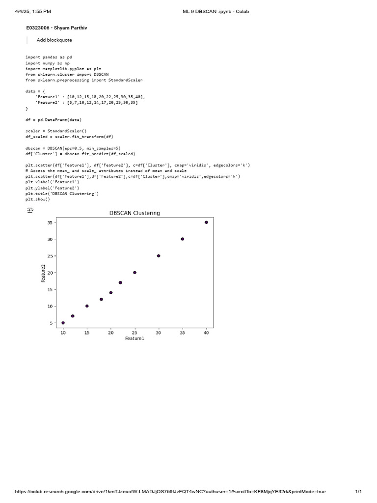 DBSCAN Clustering in Python Code | PDF