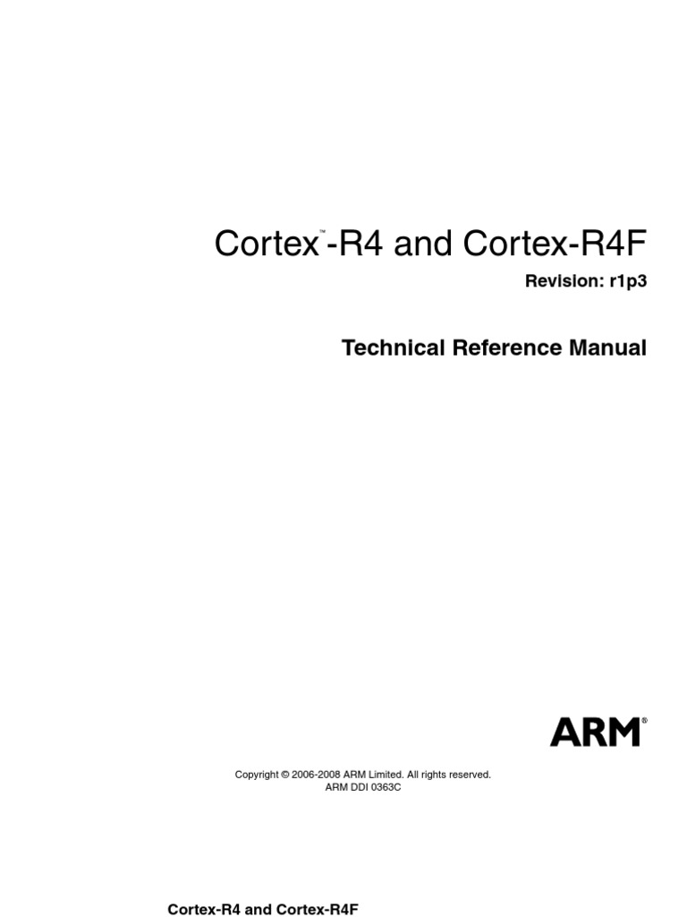 ARM CortexR4 Technical Reference Manual PDF Cpu Cache Arm