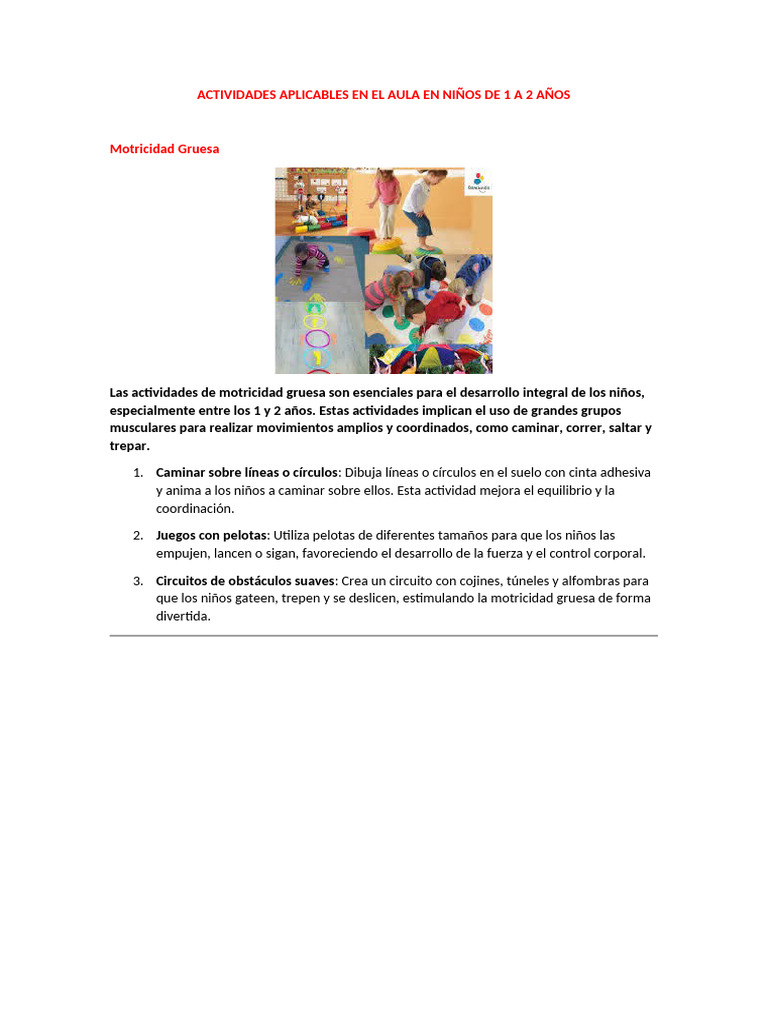 Actividades para Niños de 1 a 2 Años | PDF | Las emociones | Procesos ...