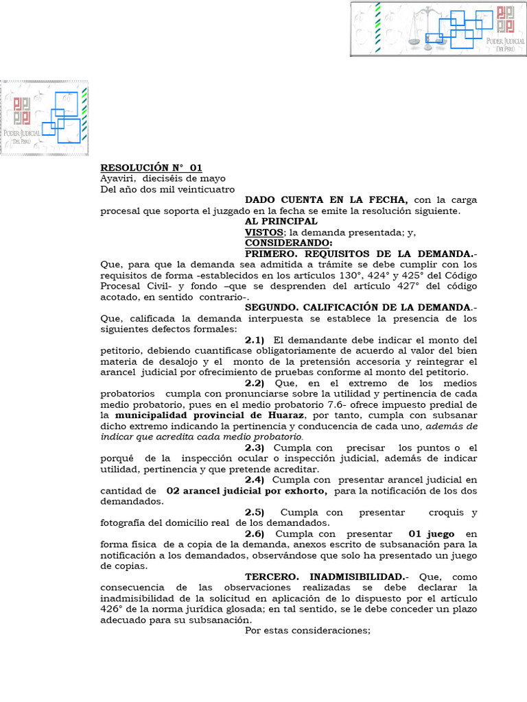 Subsanar Omisiones de Policarpio | PDF | Demanda judicial | Separación ...