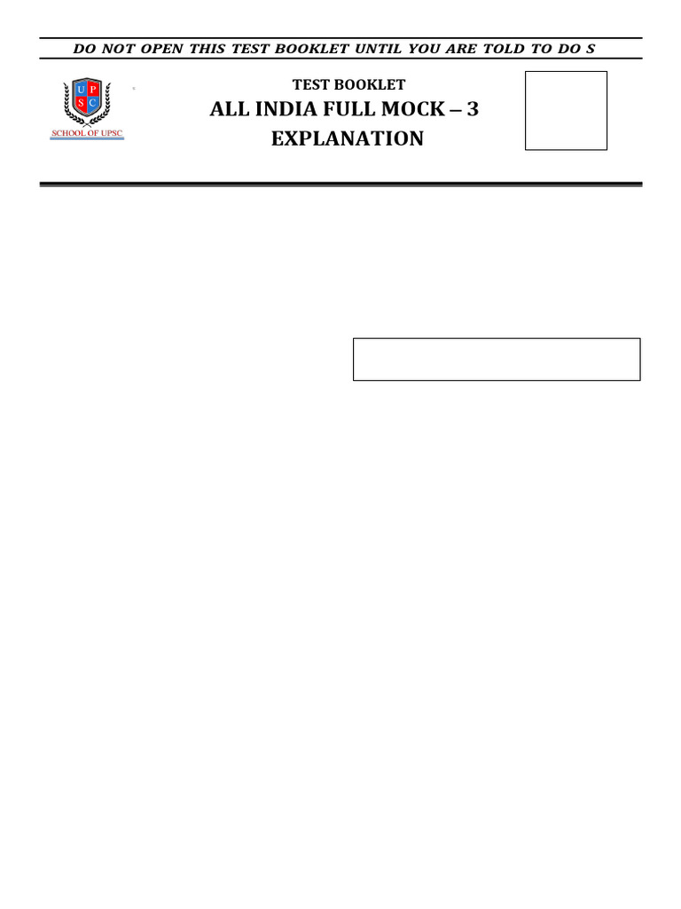 All India Full Mock Test 3 Instructions | PDF | Virus | Redox