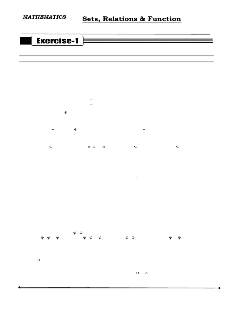 Objective Questions on Sets and Relations | PDF | Set (Mathematics ...