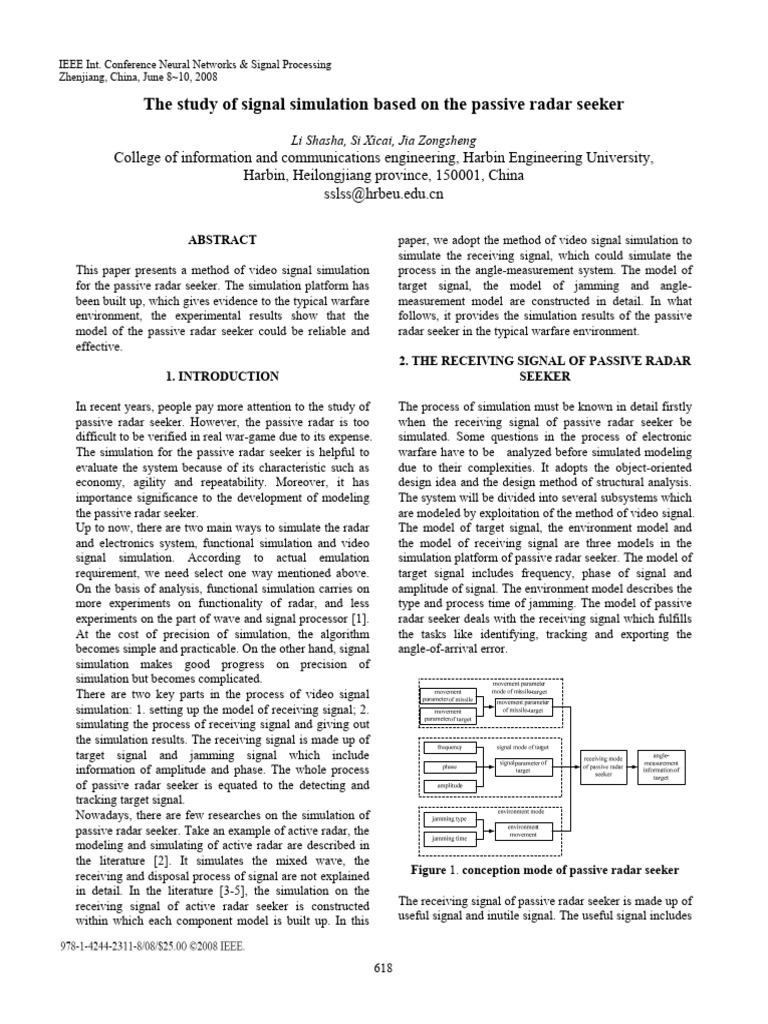 Video Signal Simulation for Passive Radar | PDF | Radar | Simulation