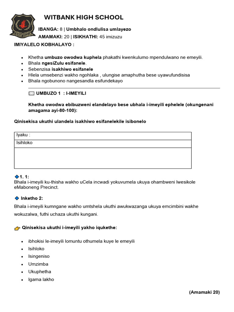 Isizulu Fal Term 2 Task 4 Pdf