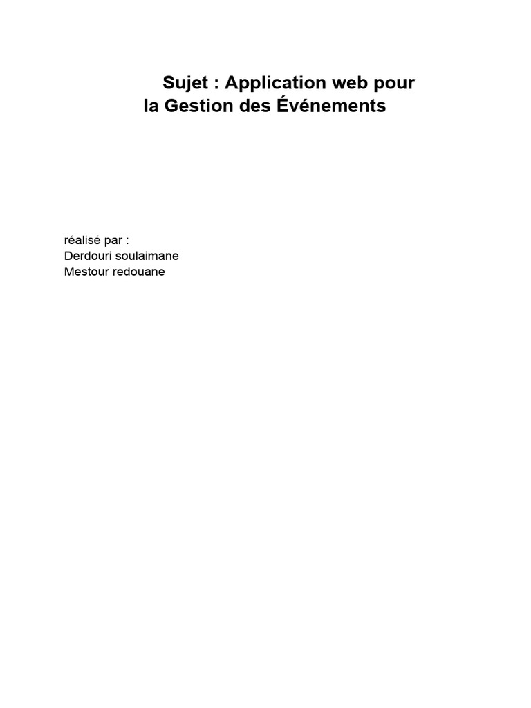 Application Web pour Gestion d'Événements | PDF | Application ...