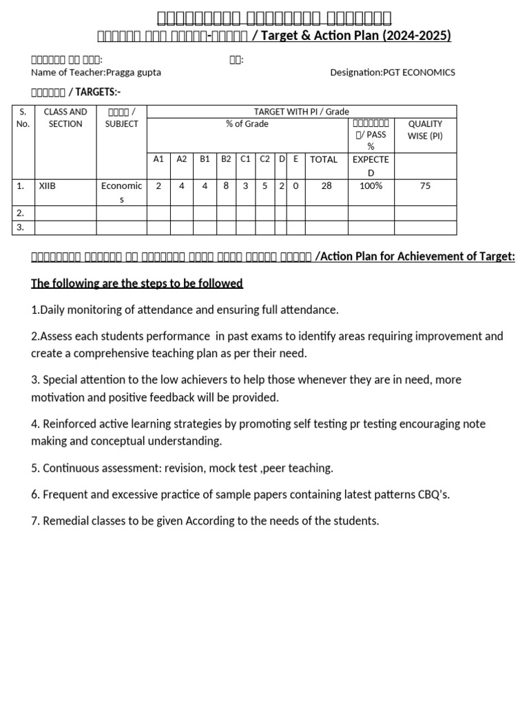 Action Plan & Target 202425 PDF