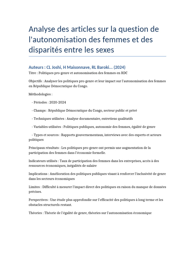 Autonomisation des femmes en Afrique : enjeux et politiques | PDF ...