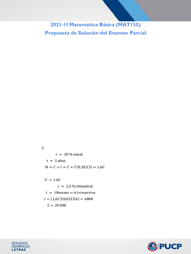 EP MAT155 2021-2-Con Solución | PDF | Bancos | Economias