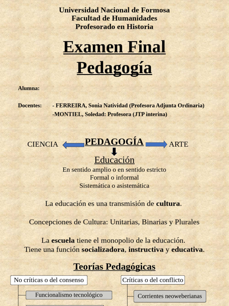 Power Final Pedagogia | PDF | Maestros | Pedagogía