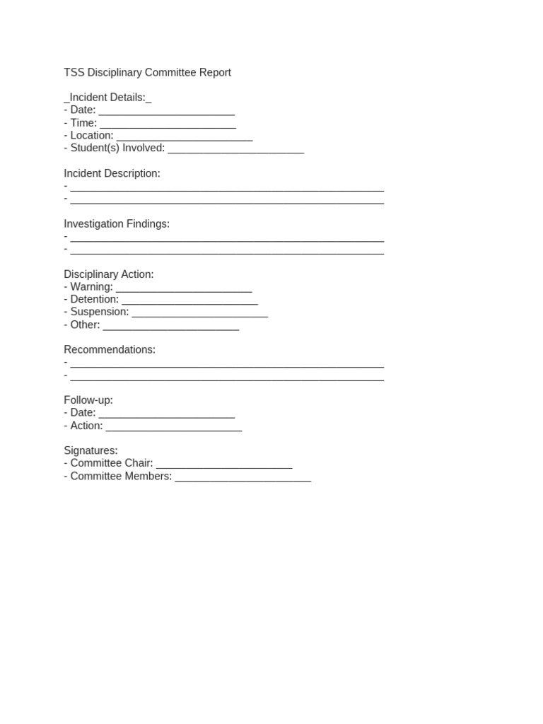 TSS Disciplinary Committee Report | PDF