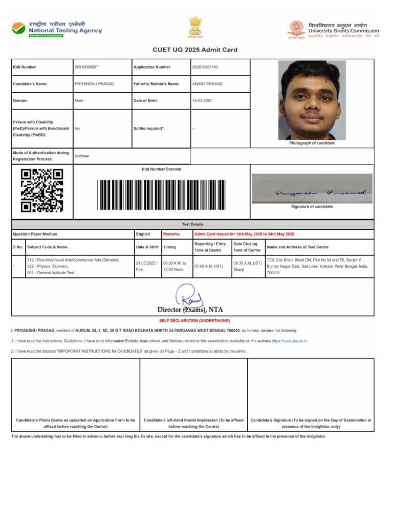 CEUT Admit Card | PDF