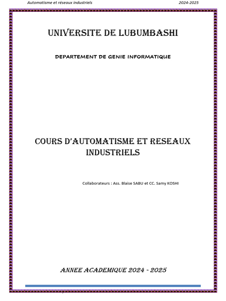Cours d'Automatisme et Réseaux 2024-2025 | PDF | Soupape | Automate ...