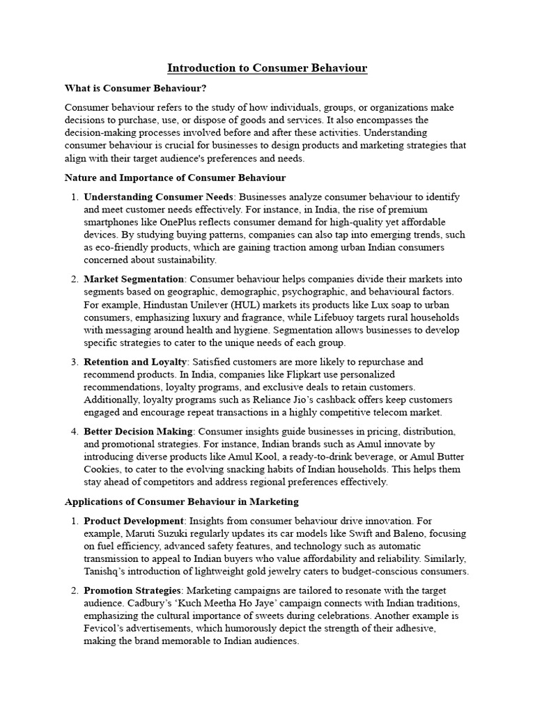 Introduction To Consumer Behaviour 1 | PDF | Consumer Behaviour ...