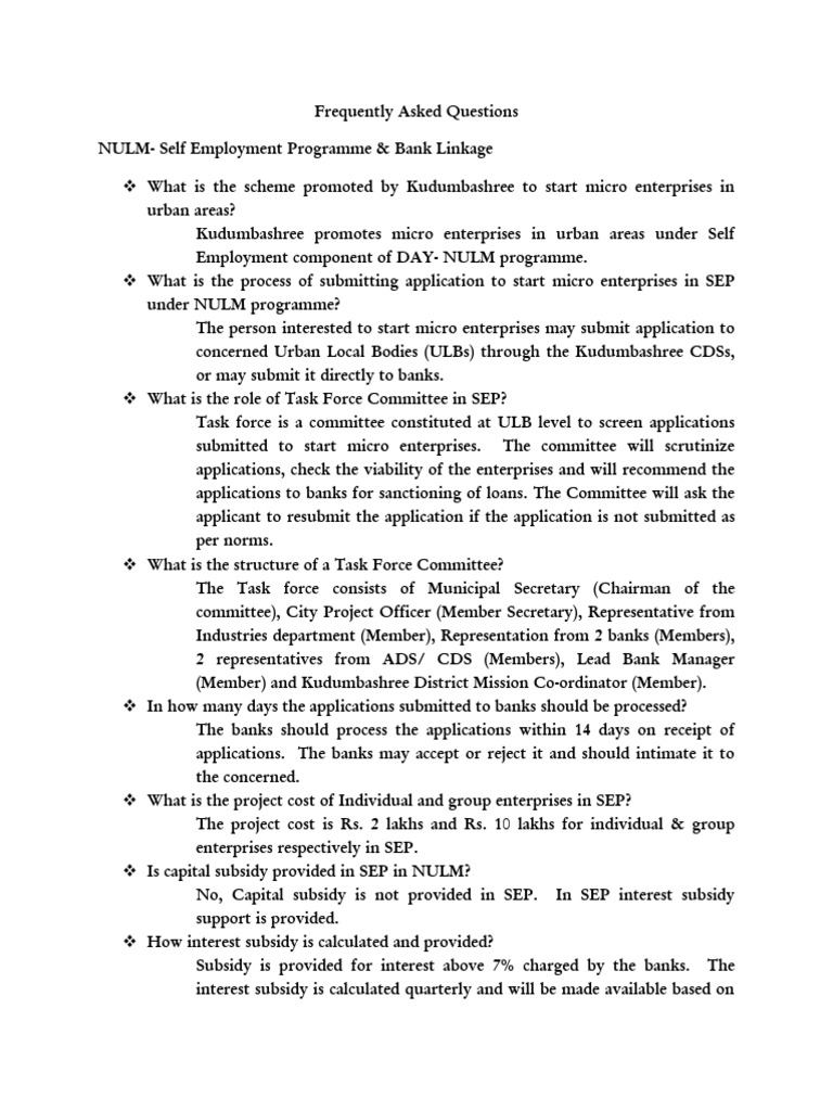 Zd8i5 - Frequently Asked Questions Nulm Sep | PDF | Interest | Subsidy