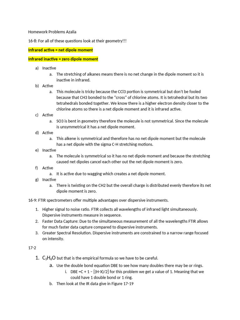 Infrared Activity and FTIR Analysis Guide | PDF | Chemical Polarity ...