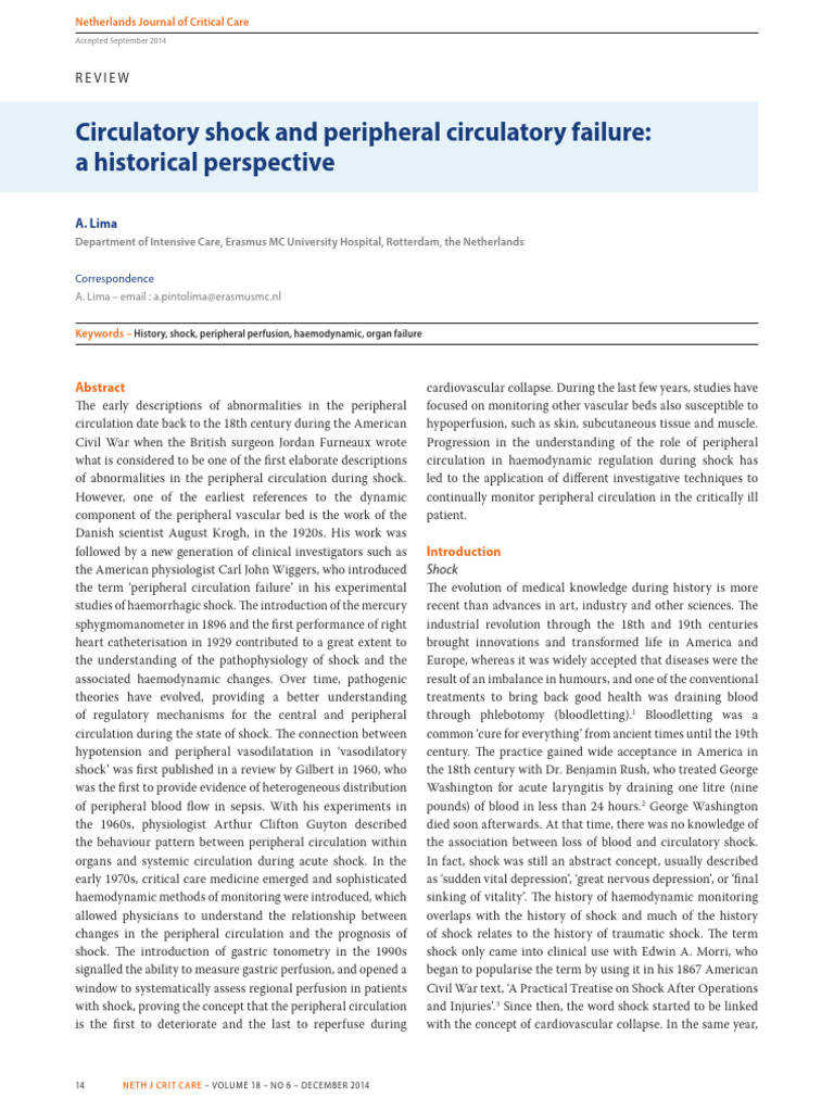 History of Shock and Peripheral Circulation | PDF | Shock (Circulatory ...