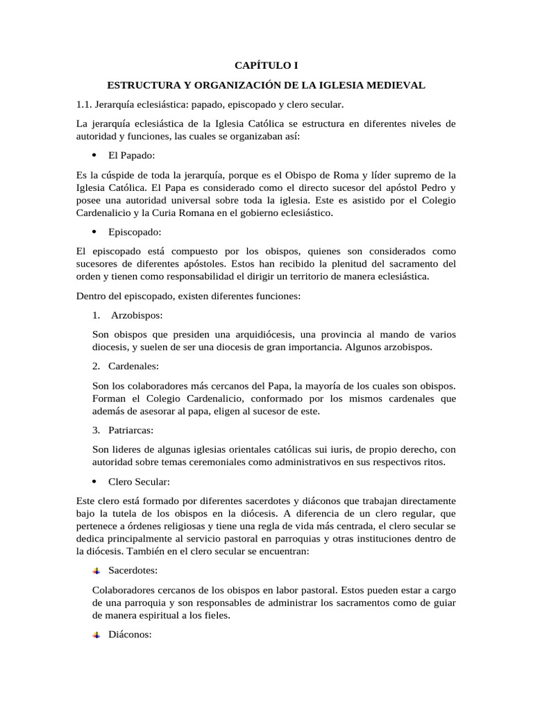 Estructura de la Iglesia Medieval | PDF | obispo | Iglesia Católica