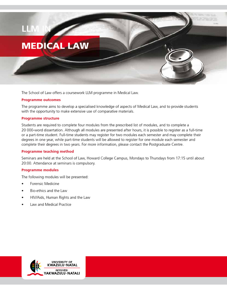 LLM in Medical Law Program Overview | PDF | Postgraduate Education