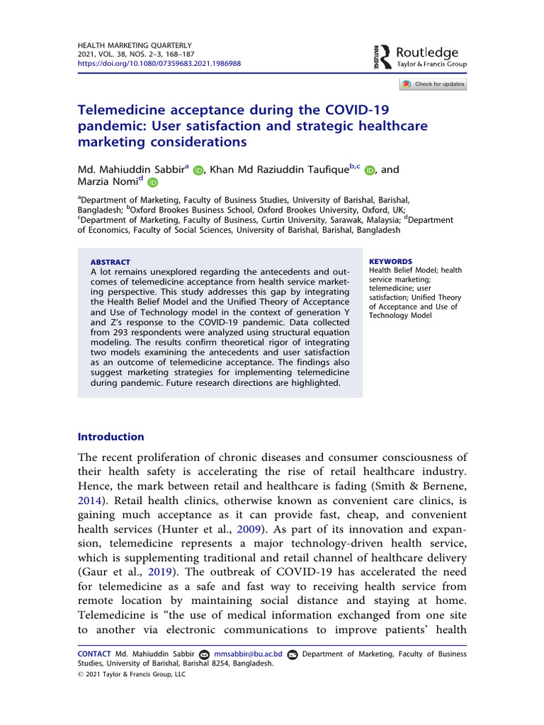 Telemedicine Acceptance During The COVID 19 Pandemic User Satisfaction ...