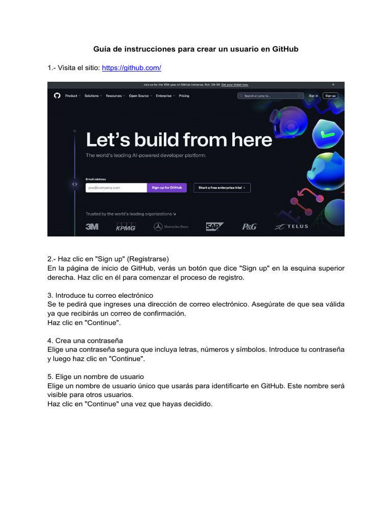 Crear cuenta de usuario en GitHub | PDF