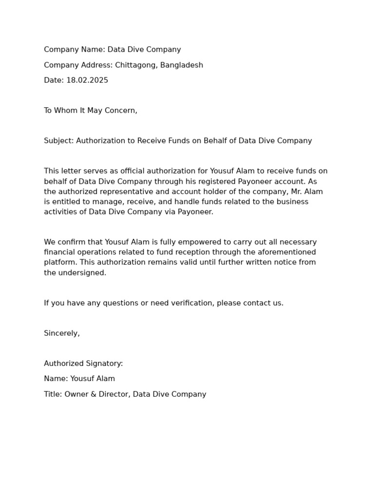 Company Rep Auth | PDF