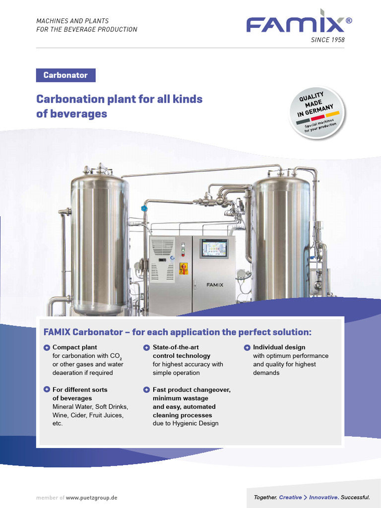 FAMIX Carbonator Solutions for Beverages | PDF | Drink | Carbon Dioxide