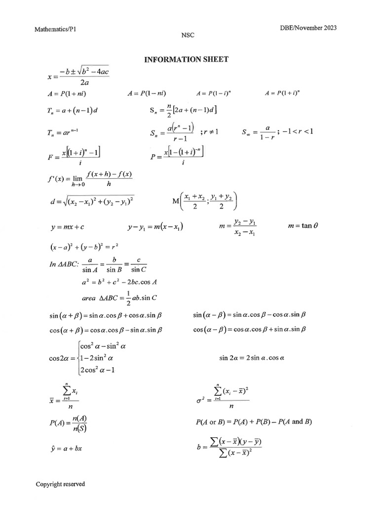 Mathematics P1 Nov 2023 Eng | PDF