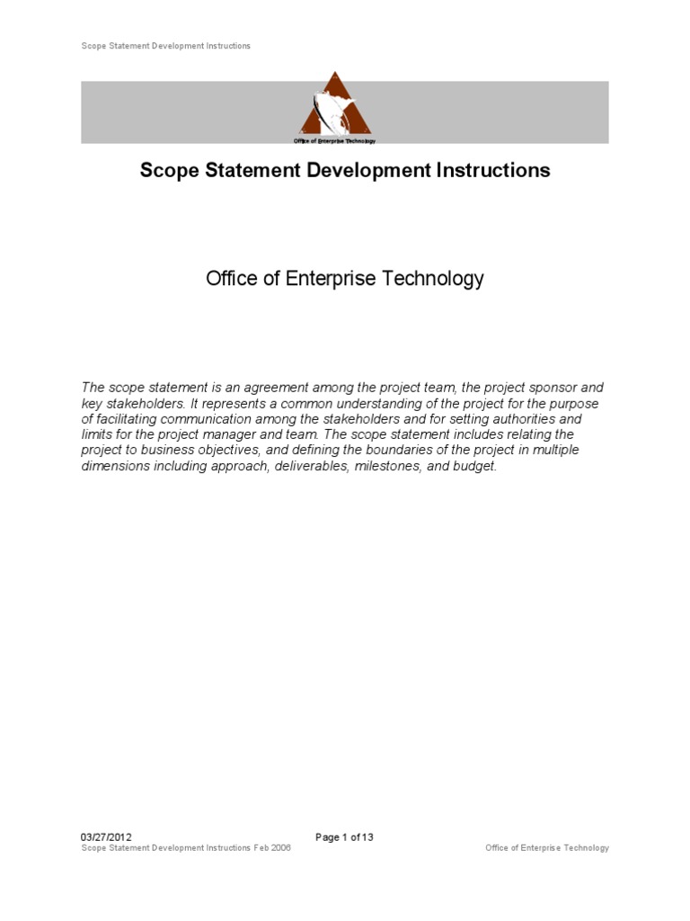Scope Statement in Project Management | PDF