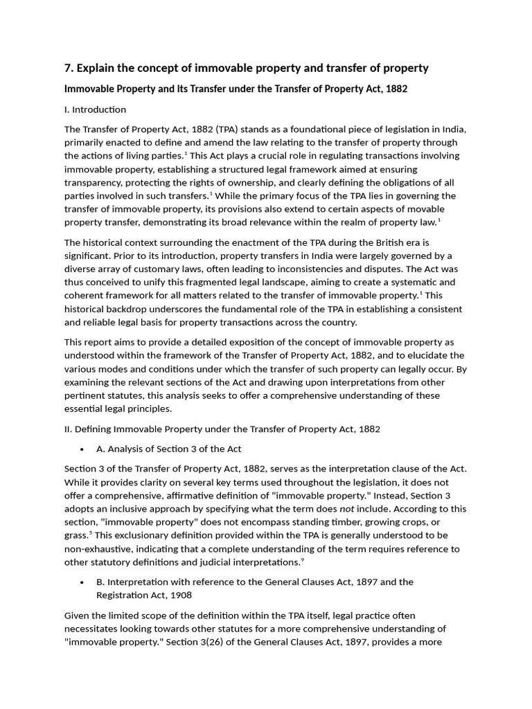 Immovable Property Under TPA Explained | PDF | Mortgage Law | Lease