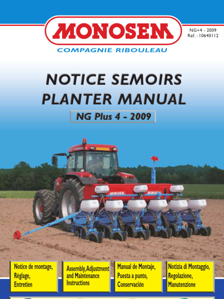 Réglage Semoir Monosem NG Plus 4 | PDF | Équipement | Ingénierie mécanique
