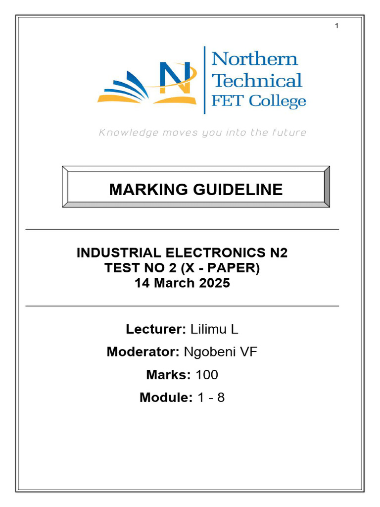 Industrial Electronics N2 Test 2 Guide | PDF | Phase (Waves) | Electricity