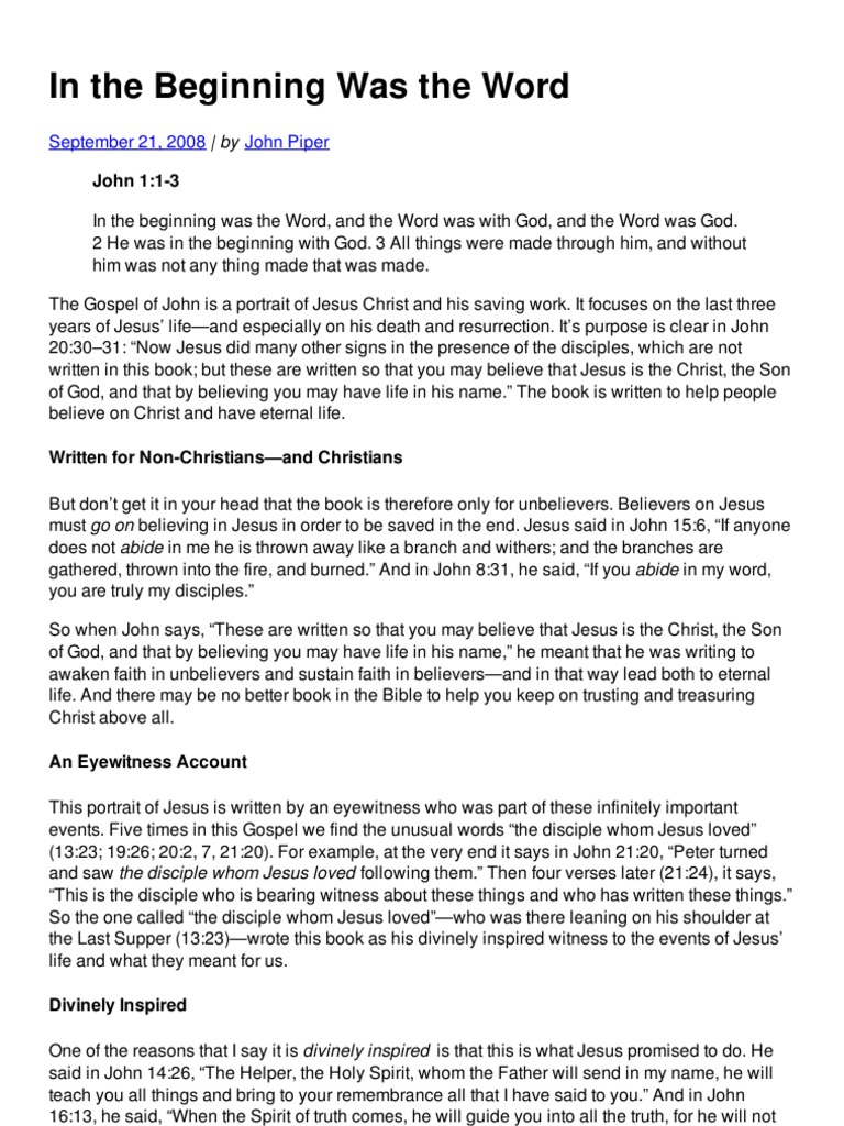 In The Beginning Was The Word | PDF