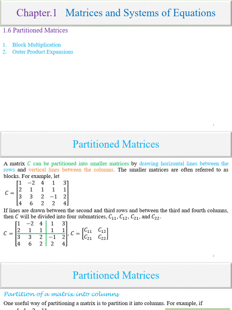 Partitioned Matrix Multiplication Basics | PDF | Matrix (Mathematics ...