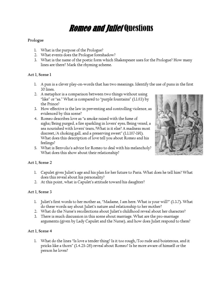 Romeo and Juliet Study Questions | PDF | Characters In Romeo And Juliet