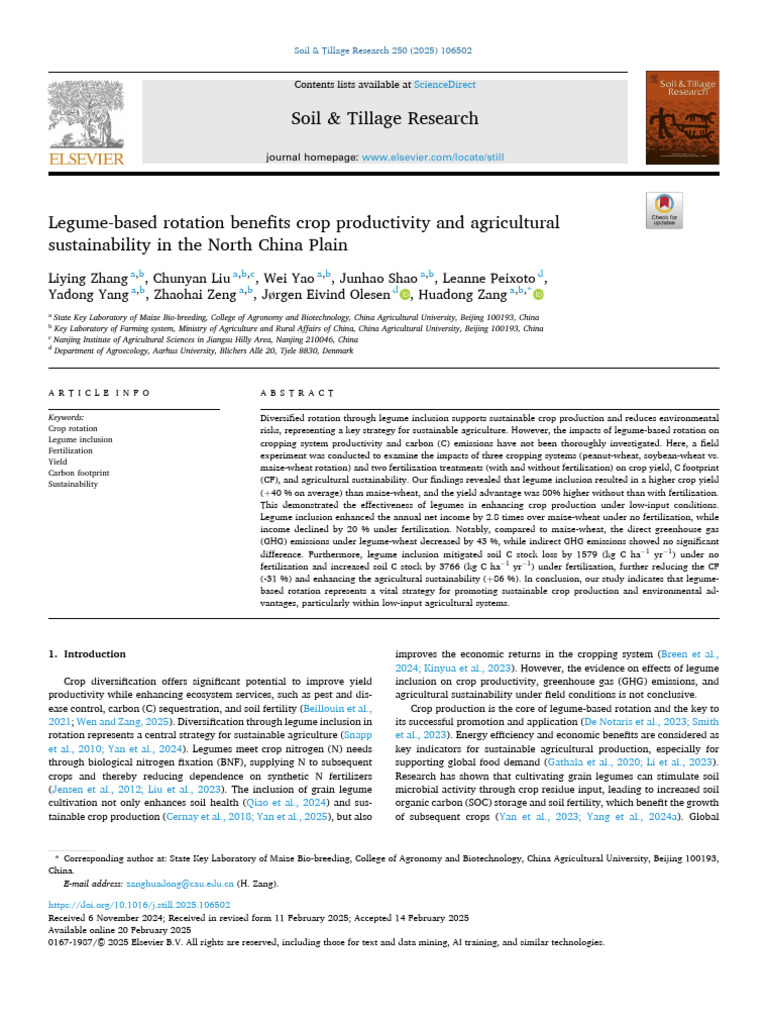 Zhang 2025 Legume Rotation On Wheat | PDF | Crop Rotation | Agriculture
