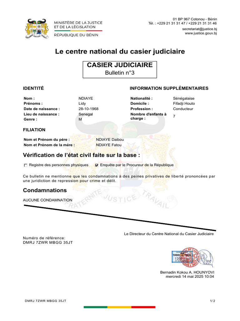 Casier Judiciaire | PDF | Justice | Crime et violence
