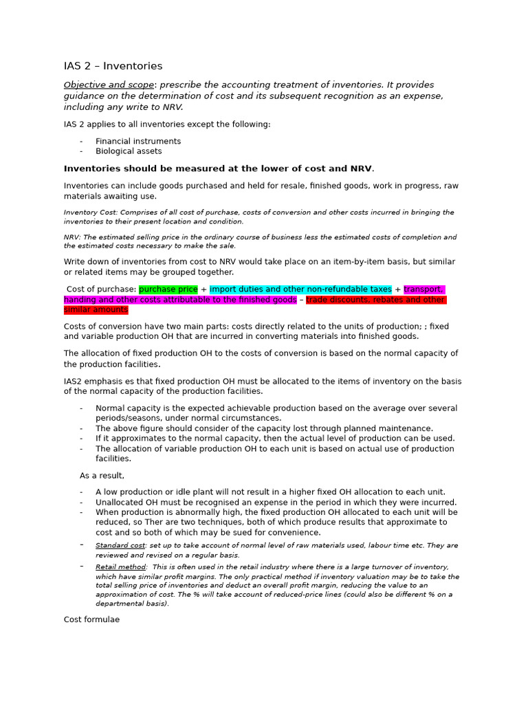IAS 2: Inventory Accounting Standards | PDF | Inventory | Financial ...