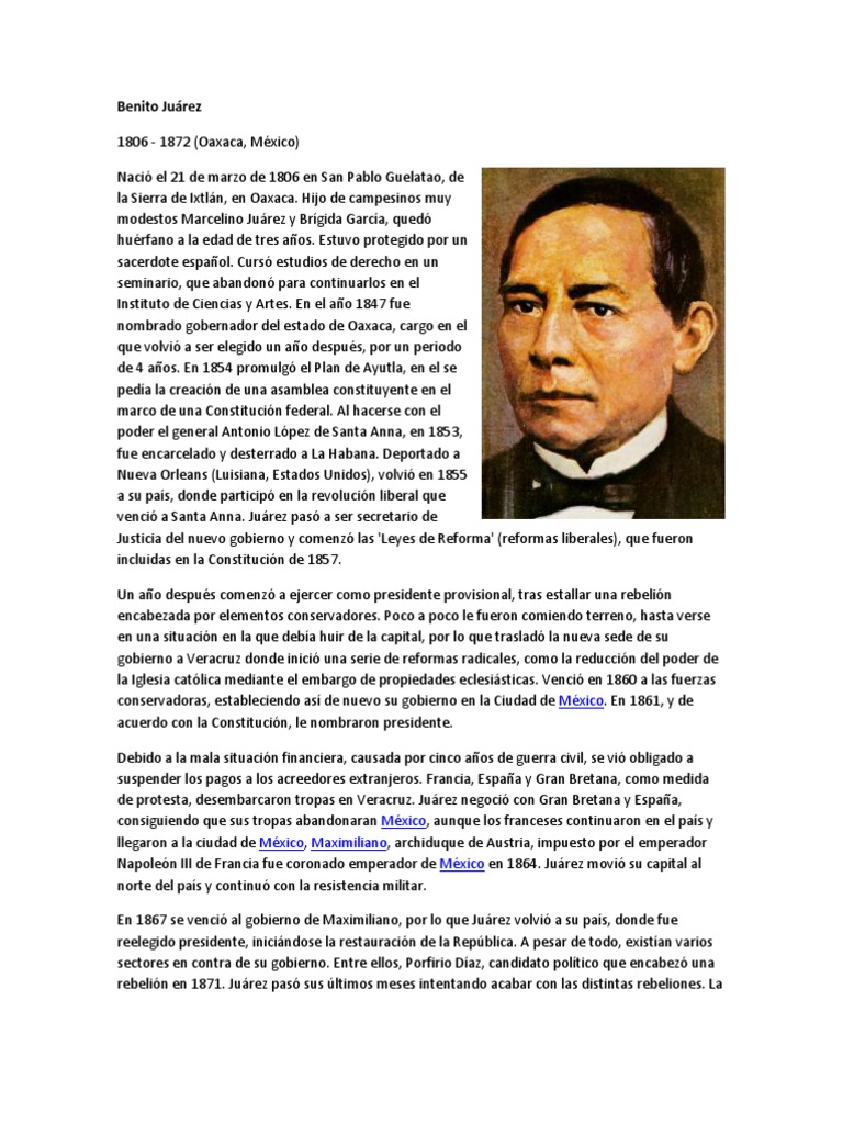 Autobiografia Benito Juarez Ciudad De México Política