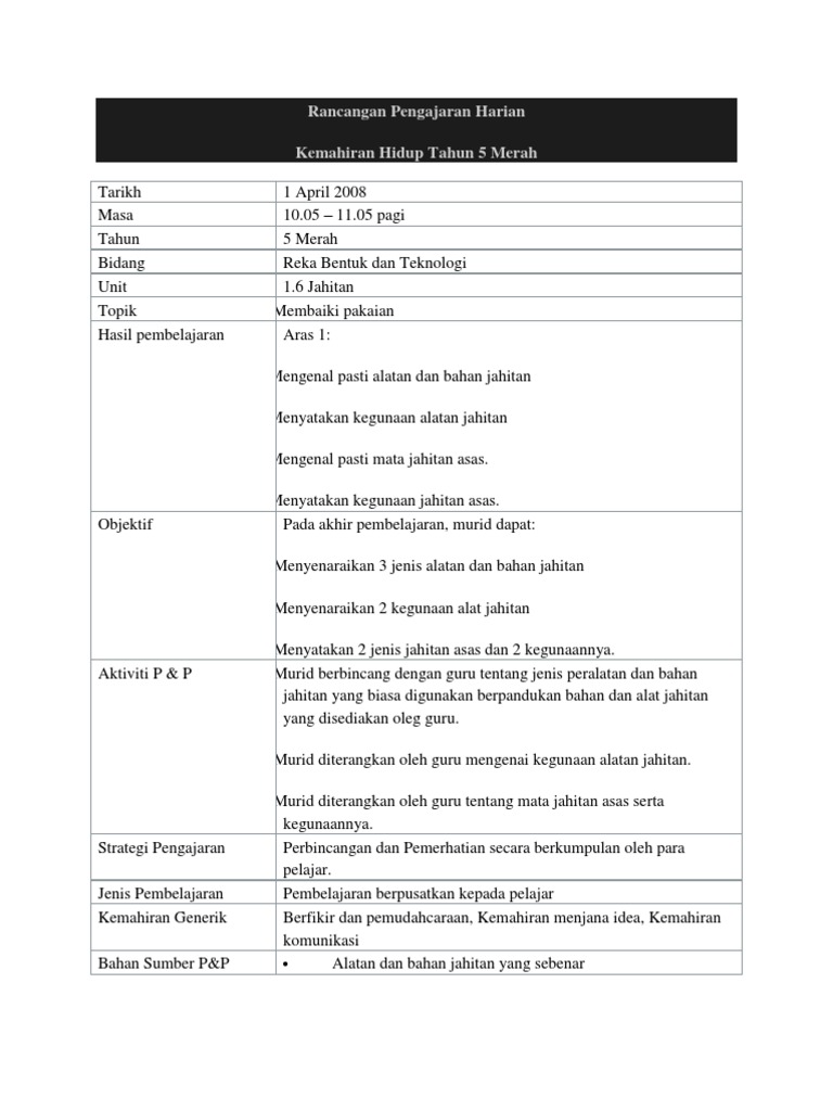 Rph Thn 5 Jahitan Pdf