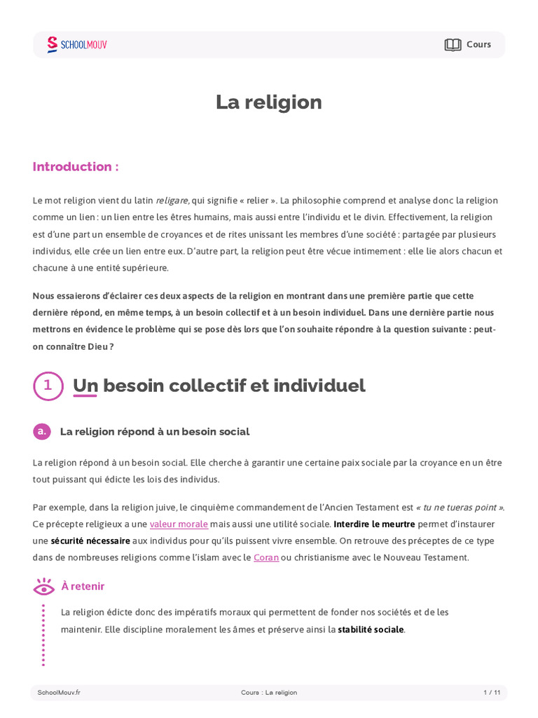 La religion : lien social et questions existentielles | PDF | Dieu | Raison