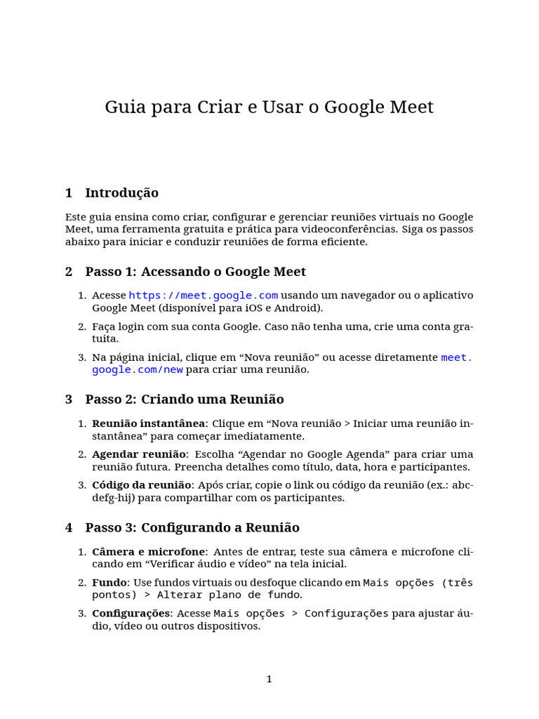Guia Completo para Usar Google Meet | PDF | Aplicativo para celular ...