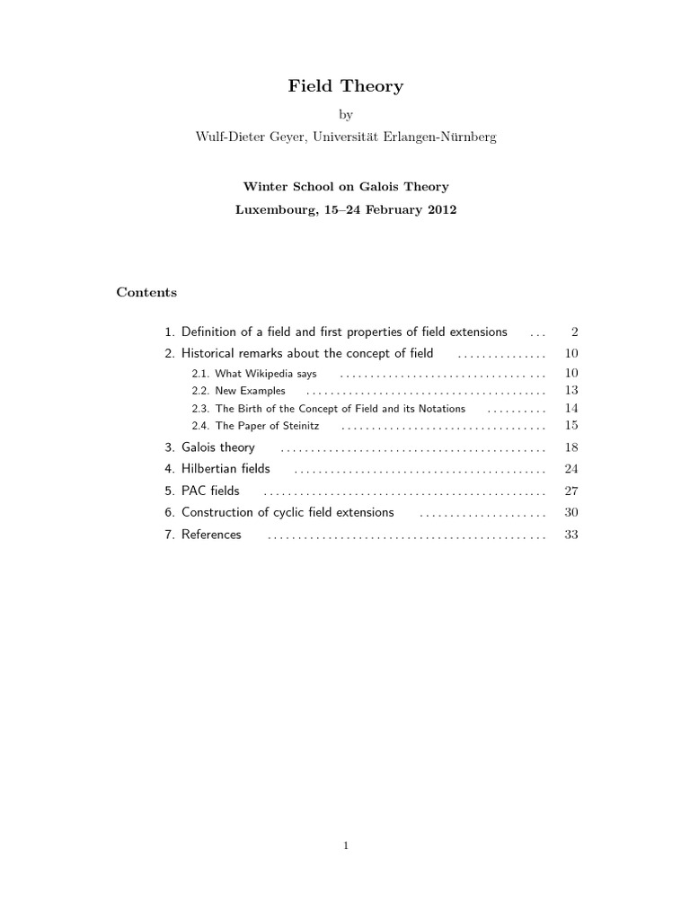 Understanding Field Theory Basics | PDF | Field (Mathematics) | Mathematics