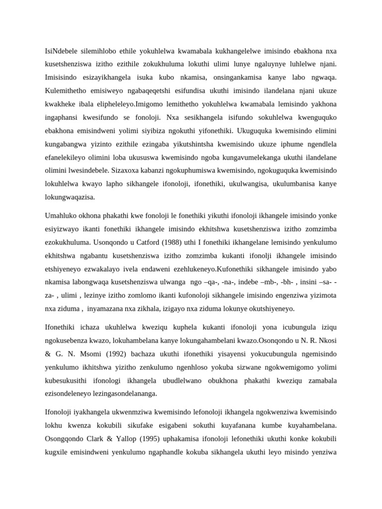 Revised Ndebele Assignment | PDF | Human Communication | Phonetics