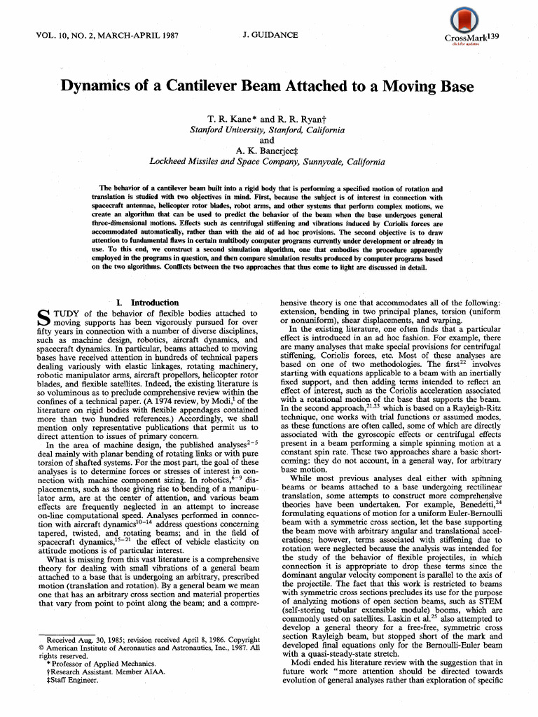Cantilever Beam Dynamics with Moving Base | PDF | Beam (Structure ...