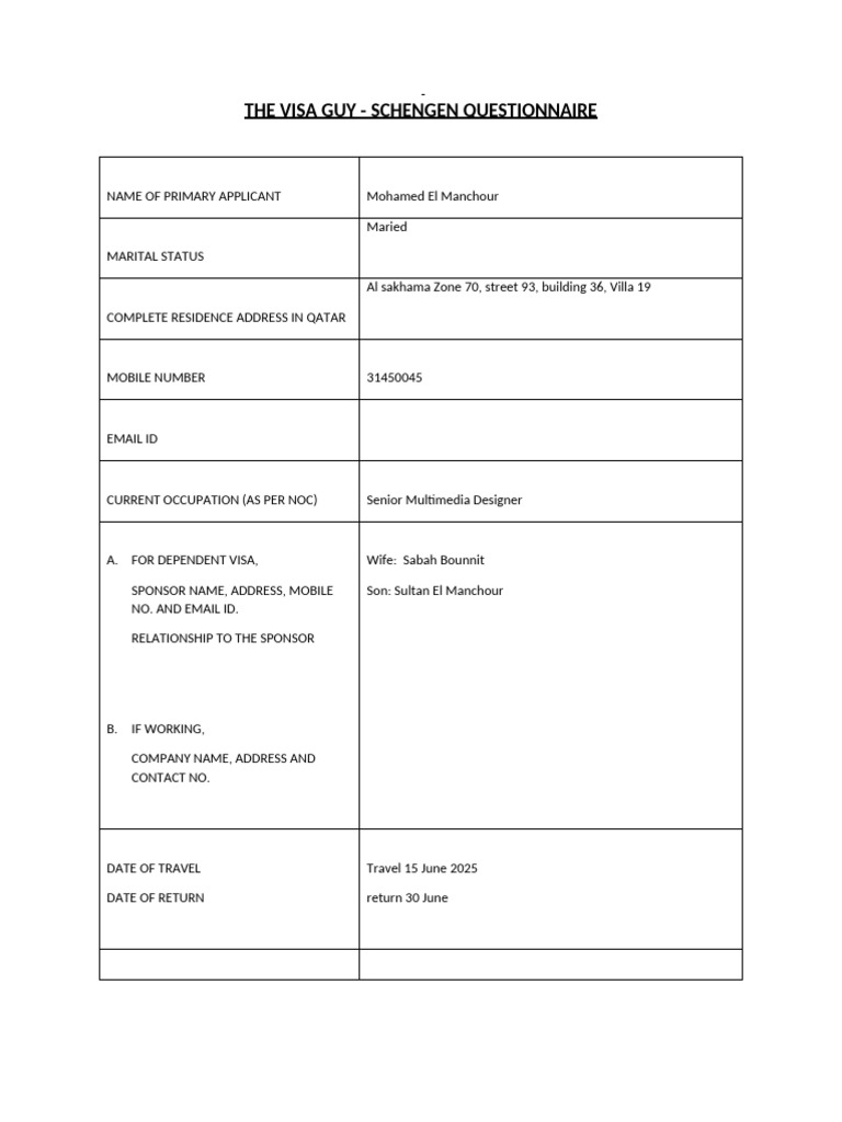 Schengen Visa Application for Tourism | PDF | Travel Visa | Immigration Law